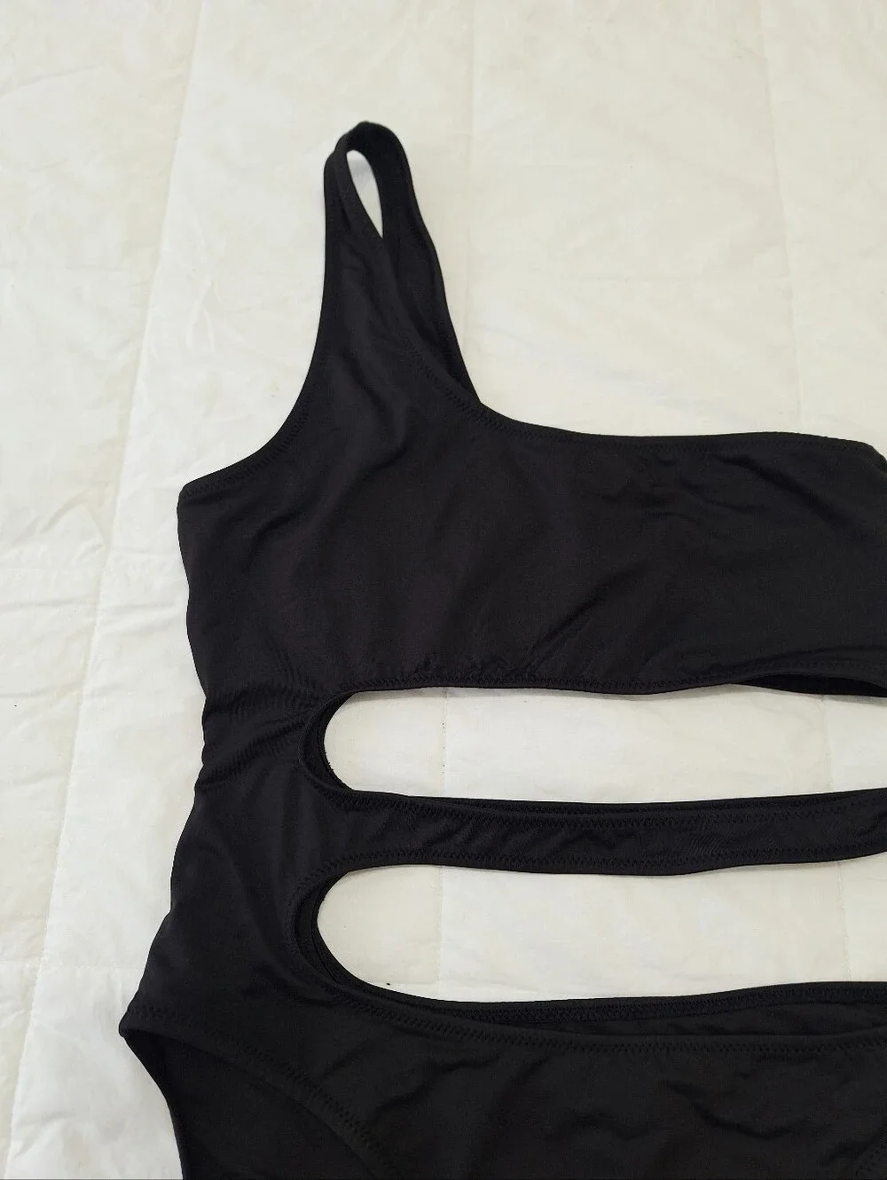 SKIMS Signature Swim Cut Out One Piece Swimsuit Onyx Black M NWOT